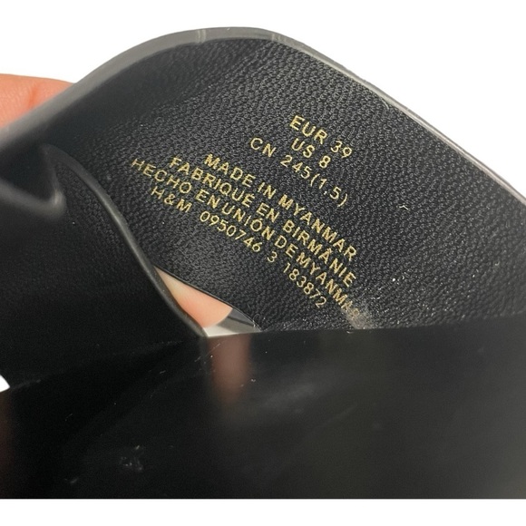 H&M Black Leather Slides Slippers Sandals size 8 - Picture 6 of 9